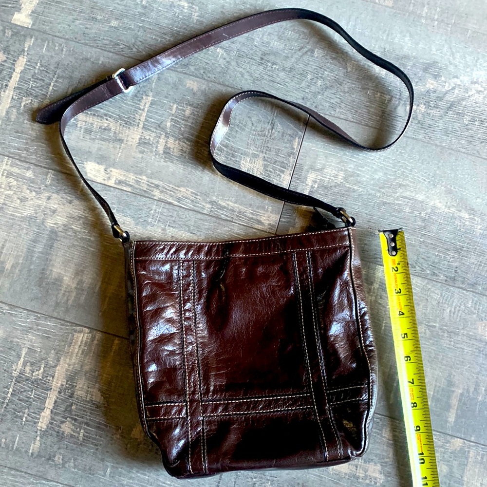 Leather cross body purse.